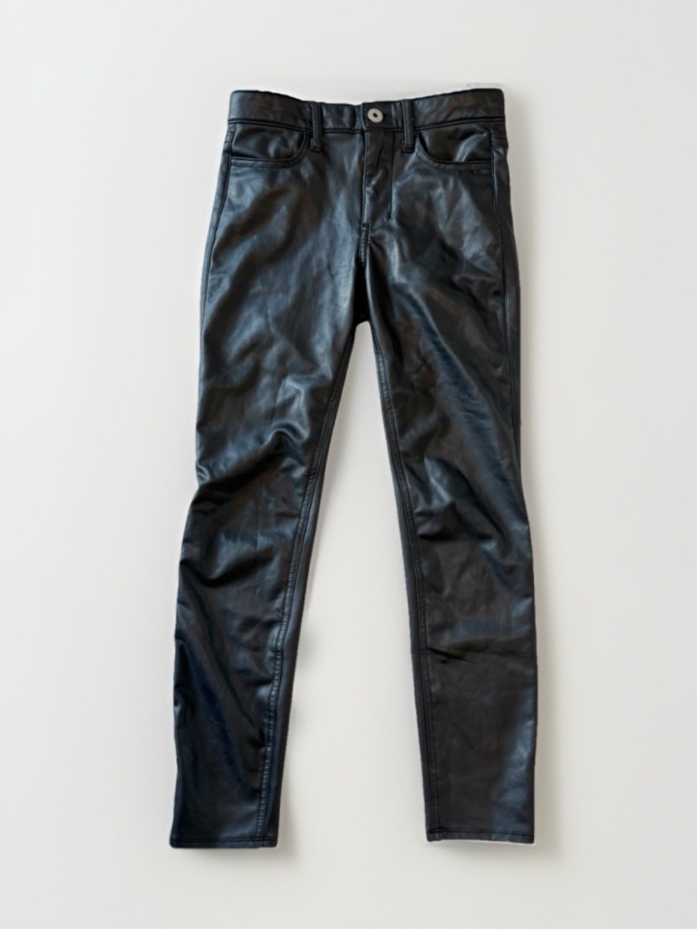 Abercrombie Kids Sz 9-10 Girls Faux Leather Pants Black Straight Skinny